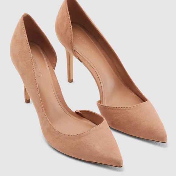 Mango pale pink suede stiletto heels - Picture 1 of 6